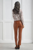 Faux Leather Straight Pants