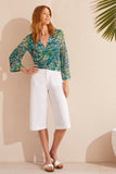 Audrey Capri Palazzo Jeans with Patch Pockets - White