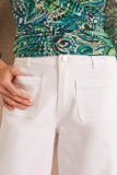 Audrey Capri Palazzo Jeans with Patch Pockets - White