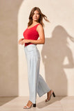 Audrey Pleated Wide Leg Jeans