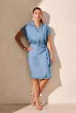 Tencel Button-Front Side-Wrap Dress