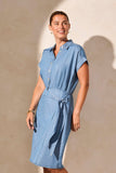 Tencel Button-Front Side-Wrap Dress