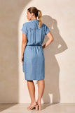 Tencel Button-Front Side-Wrap Dress