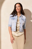 Comfort Stretch Elbow-Sleeve Denim Jacket