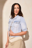 Comfort Stretch Elbow-Sleeve Denim Jacket