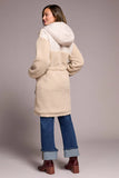 Tribal Faux Sherpa Zip Front Hooded Coat with Drawcord