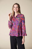 Crinkle Crepe Floral Flounce Bracelet Sleeve Shirt