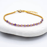 Simple Brass Beaded Stone Bracelet: Turquoise