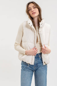 Zip Up Puffer Vest in Ivory