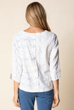 Chain Stitch Embroidered Back Button Pullover