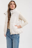 Zip Up Puffer Vest in Ivory