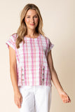 Blurred Plaid Button Pullover