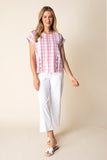 Blurred Plaid Button Pullover