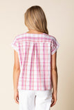 Blurred Plaid Button Pullover