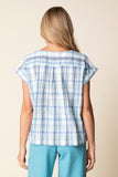 Blurred Plaid Button Pullover