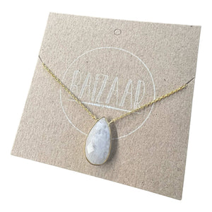 Faceted Teardrop Stone Necklace with Moonstone
