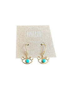 Brass Evil Eye Turquoise Earrings