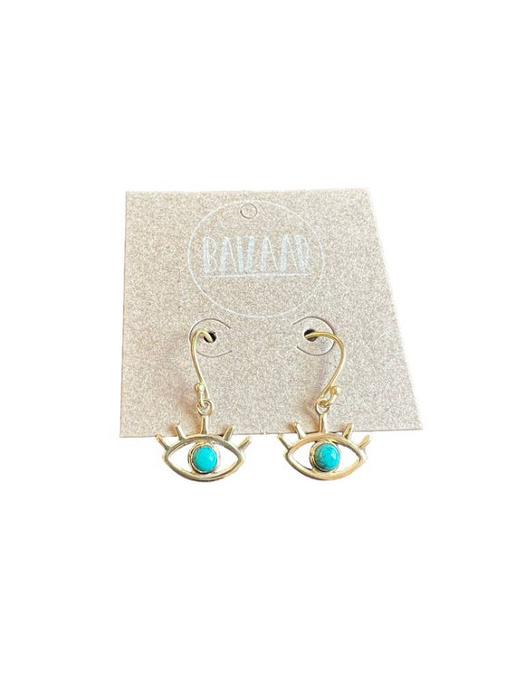 Brass Evil Eye Turquoise Earrings