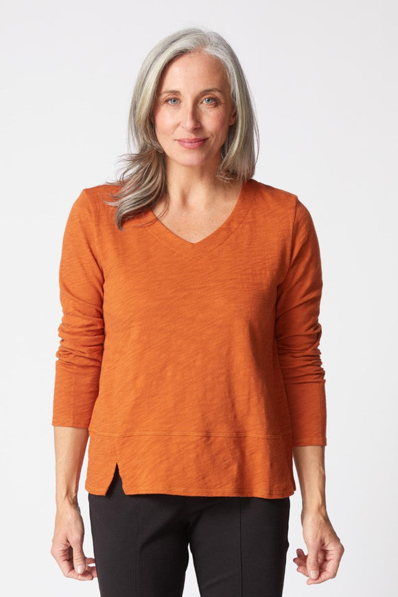 Cotton Pebble Seamed Long Sleeved Tee