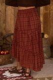 Plaid Ruffle Detail Handkerchief Midi Skirt