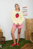 Strawberry Contrast Stitch Knit Pullover