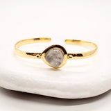 Brass Moonstone Teardrop Cuff Bracelet