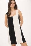 Wide Stripe Sleeveless Mini Dress
