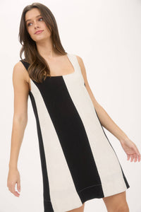Wide Stripe Sleeveless Mini Dress