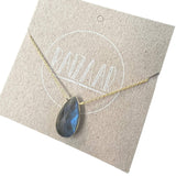 Faceted Teardrop Stone Necklace with Labradorite