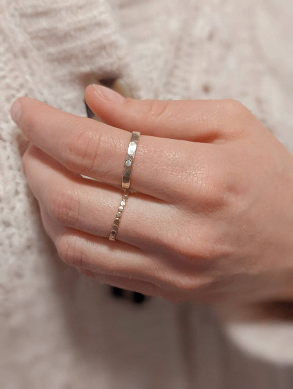 Coffee Ring with Diamond: 14k Gold Fill Size 8