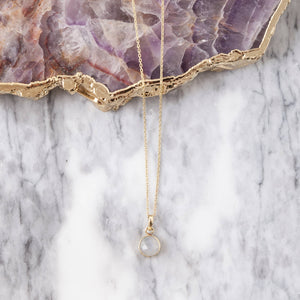 Small Faceted Moonstone Pendant Necklace