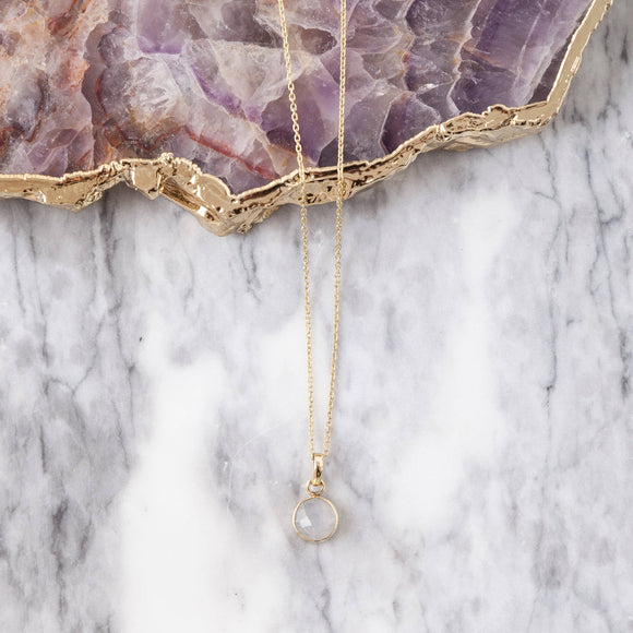 Small Faceted Moonstone Pendant Necklace