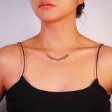 Gold Plated Stone Bar Necklace : Labradorite