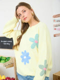 Multi-Color Crochet Floral Knit Pullover