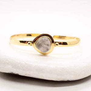 Brass Moonstone Teardrop Cuff Bracelet