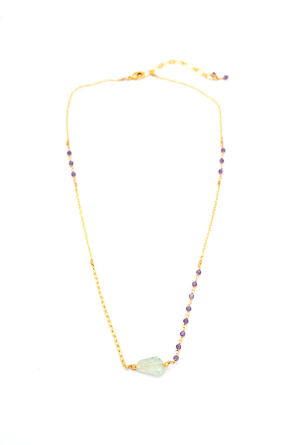 Gold Plated Aquamarine Necklace 
