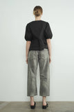 Barrel Denim Pants with Eyelet Waist