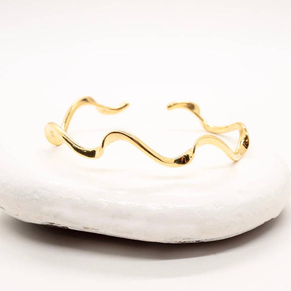 Brass Twisted Wave Cuff Bracelet