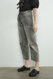Barrel Denim Pants with Eyelet Waist