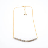 Gold Plated Stone Bar Necklace : Labradorite