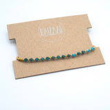 Simple Brass Beaded Stone Bracelet: Turquoise