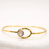 Brass Encircled Moonstone Cuff Bracelet