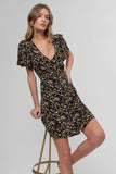 Floral V-neck Button Down Dress