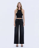 High Rise Silver Dome Nail Head Detail Wide Jeans