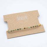 Simple Brass Beaded Stone Bracelet: Turquoise