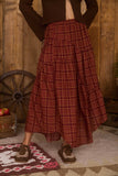 Plaid Ruffle Detail Handkerchief Midi Skirt