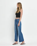High Rise Double Cuffed Baggy Wide Jeans