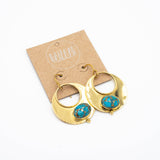 Brass Turquoise Open Circle Earrings