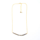 Gold Plated Stone Bar Necklace : Labradorite