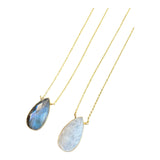 Faceted Teardrop Stone Necklace with Moonstone